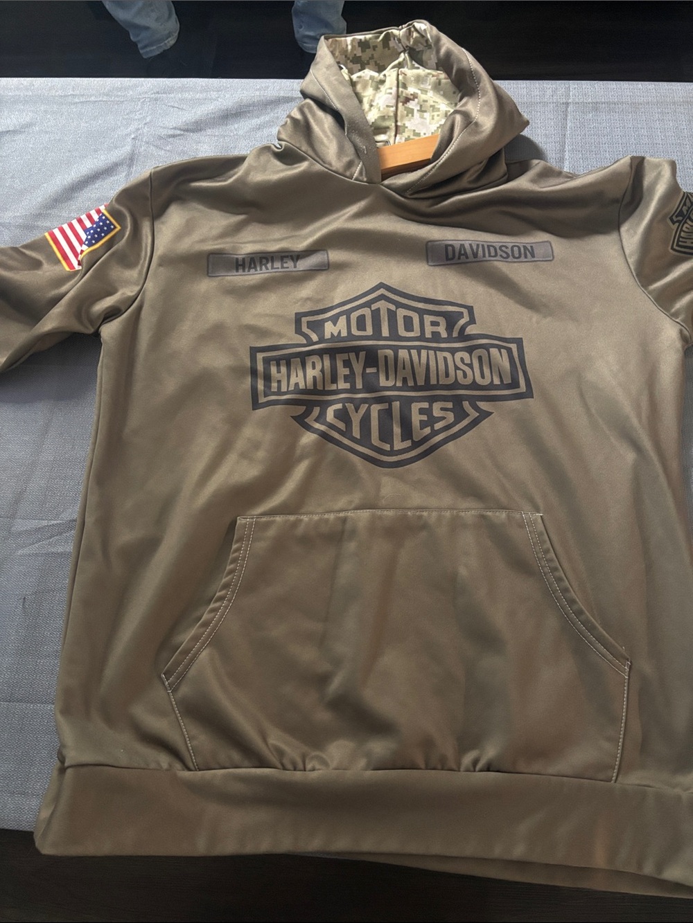 Harley-Davidson Olive Green Logo Pullover Hoodie - Picture 2 of 2